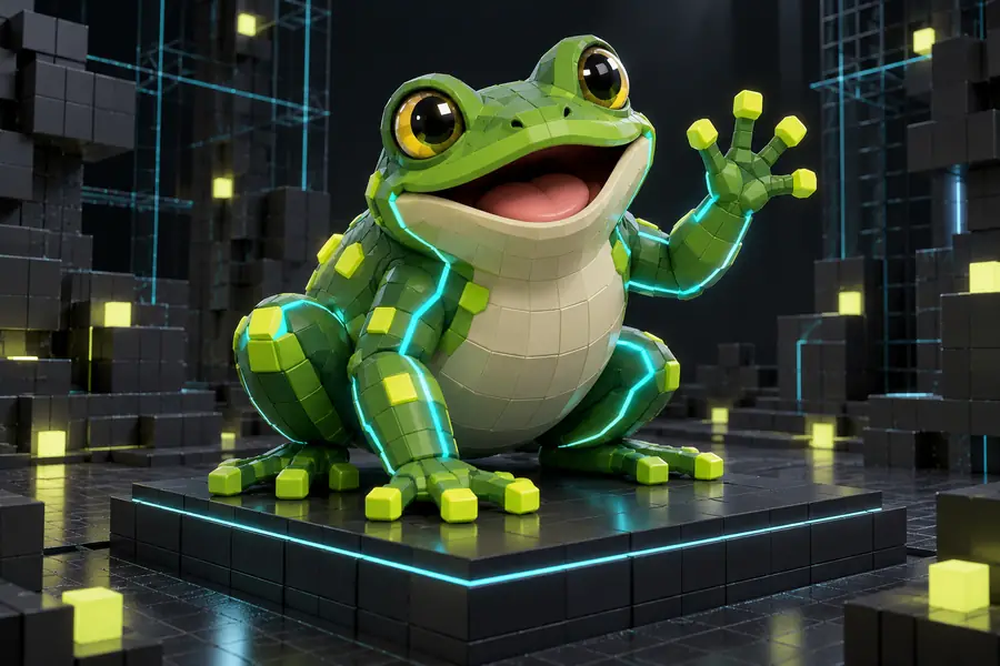 Illustrated green frog 3D model